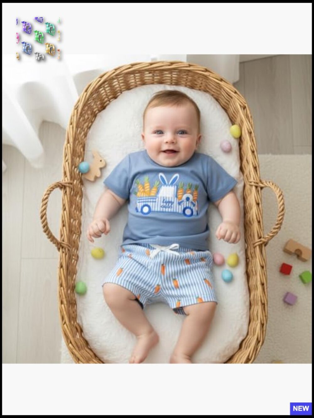 Toddler Boy Easter Bunny Polo Shirt Shorts Set Summer Gentleman Outfit - Picture 5 of 7